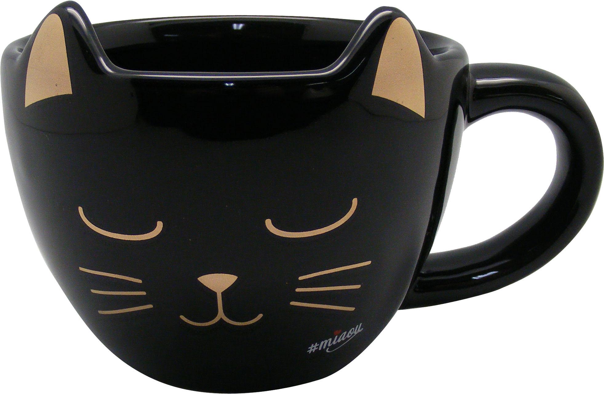 MIAOU Katze Tasse schwarz gold konisch