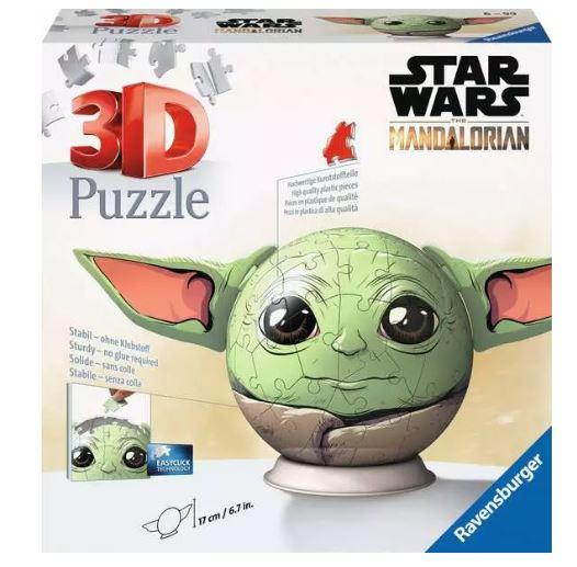 Ravensburger Puzzle - 3D Puzzles - Star Wars: The Mandalorian - Ball Puzzle-Ball Mandalorian Grogu mit Ohren