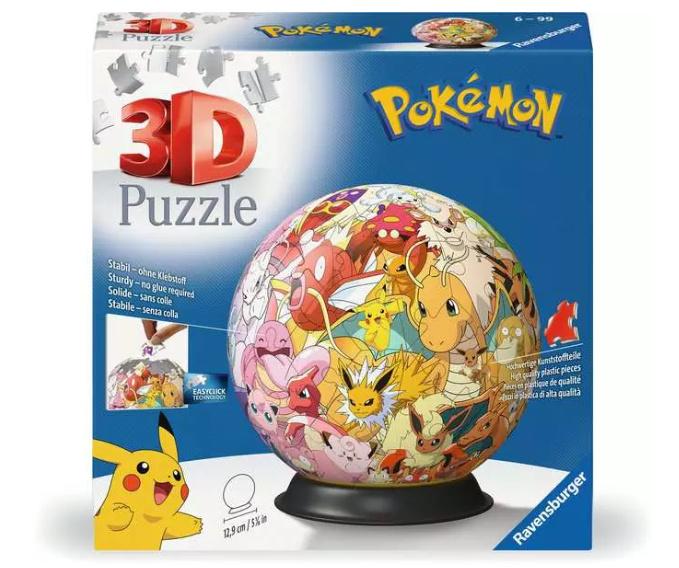 Ravensburger 3D Puzzle 11595 - Puzzle-Ball Pokémon Kanto Region - Puzzleball aus dreidimensionalen Puzzleteilen