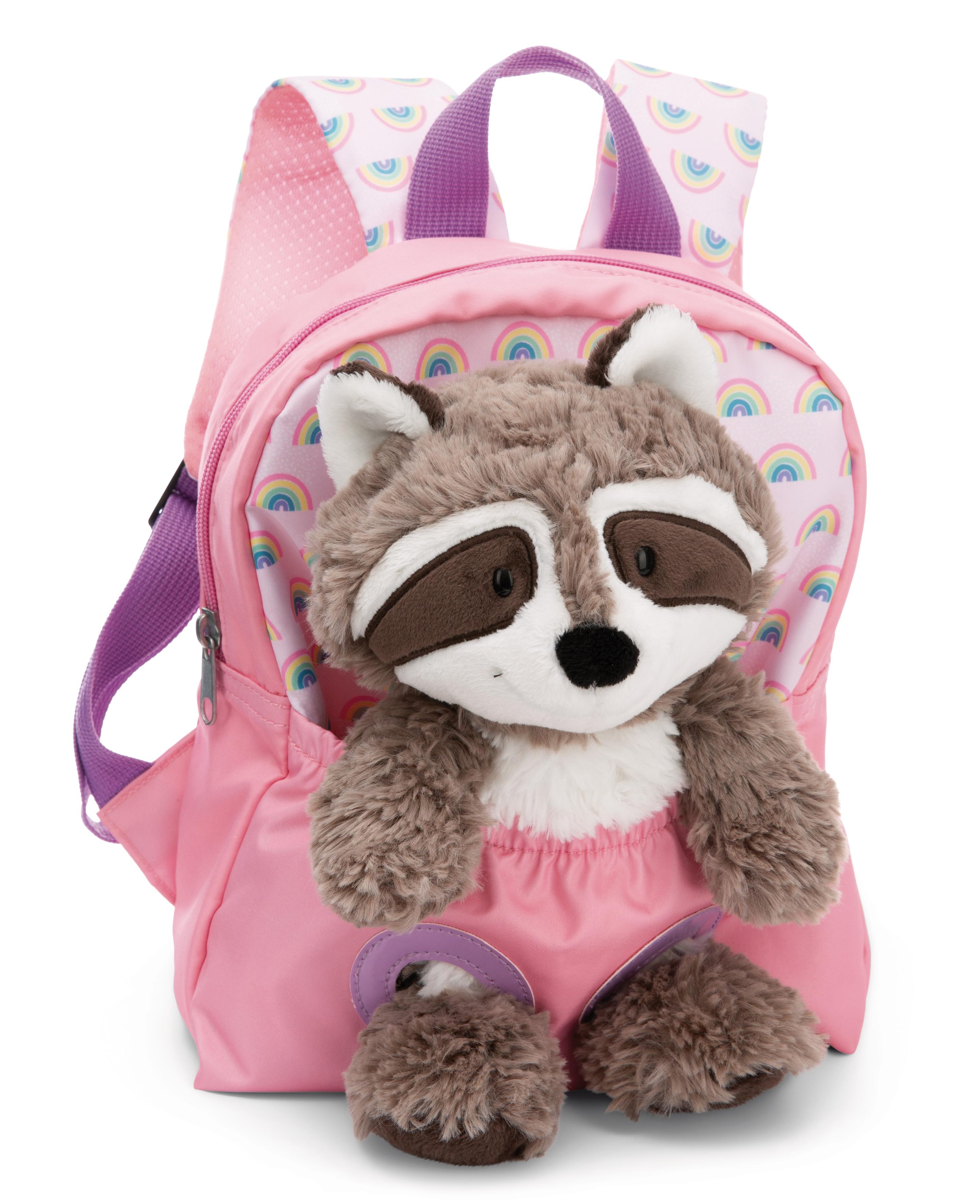 NICI Rucksack mit Plüschtier 21x26cm Waschbär 25cm