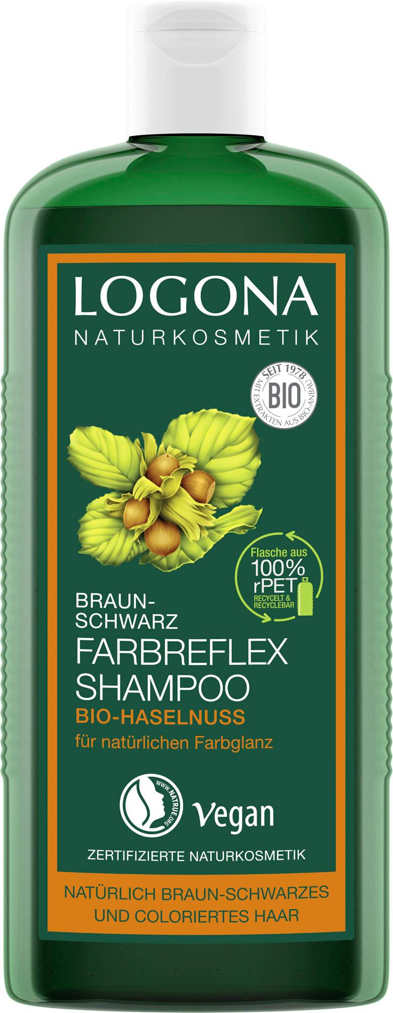 LOGONA Farbreflex Shampoo Braun-Schwarz Bio-Haselnuss