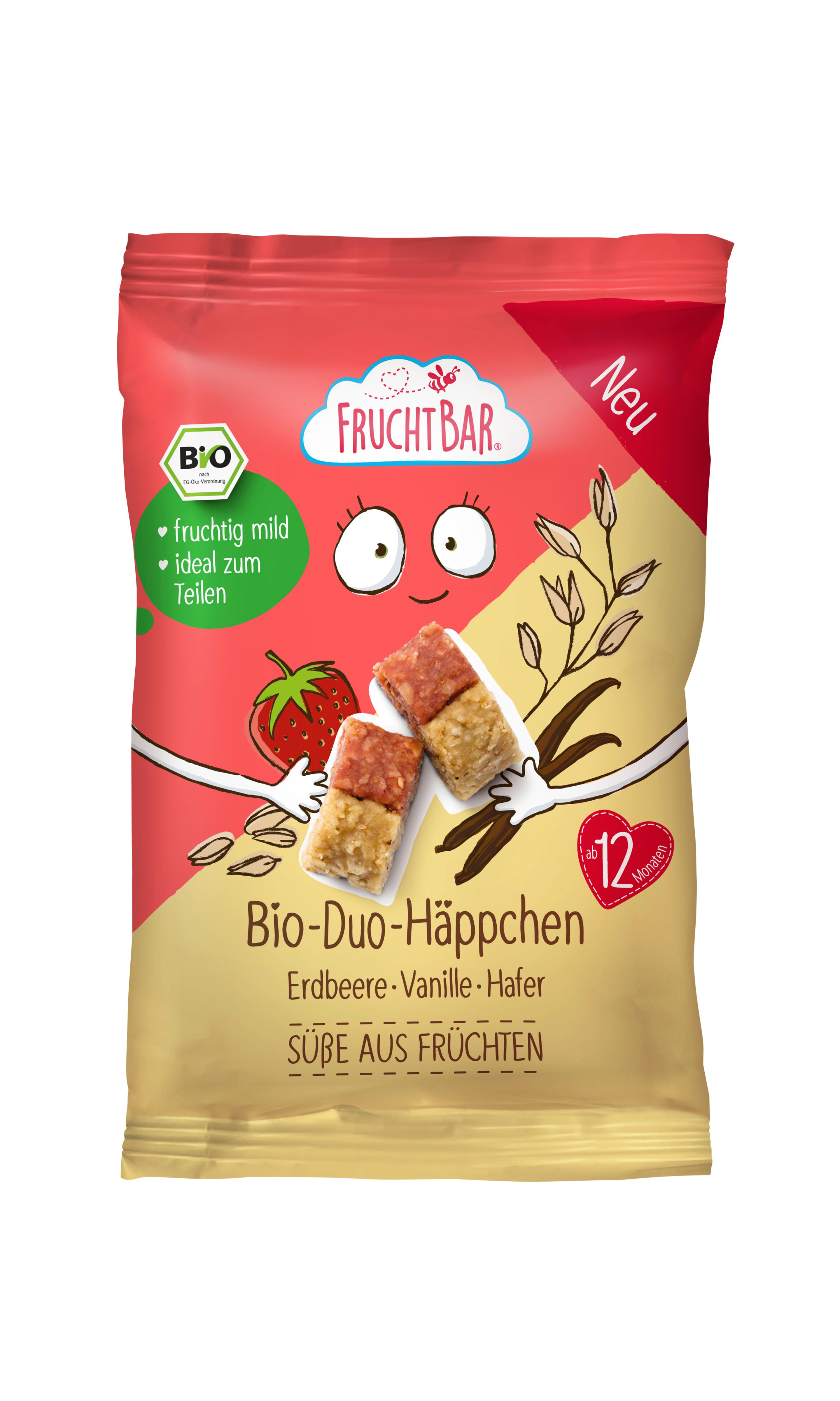 FruchtBar Bio-Duo-Häppchen Erdbeere, Vanille, Hafer