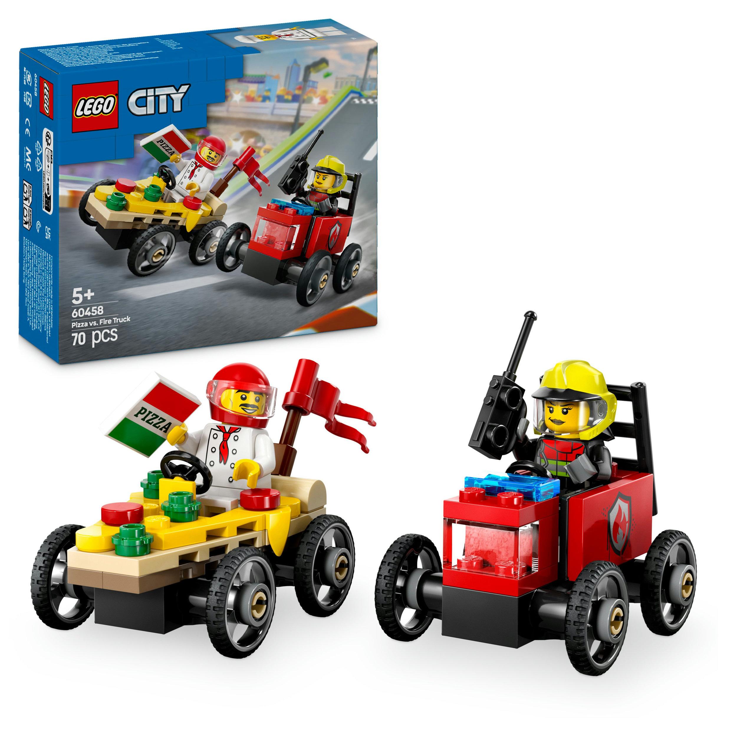 LEGO City Pizzalieferwagen vs. Löschauto - Seifenkisten Spielzeug 60458