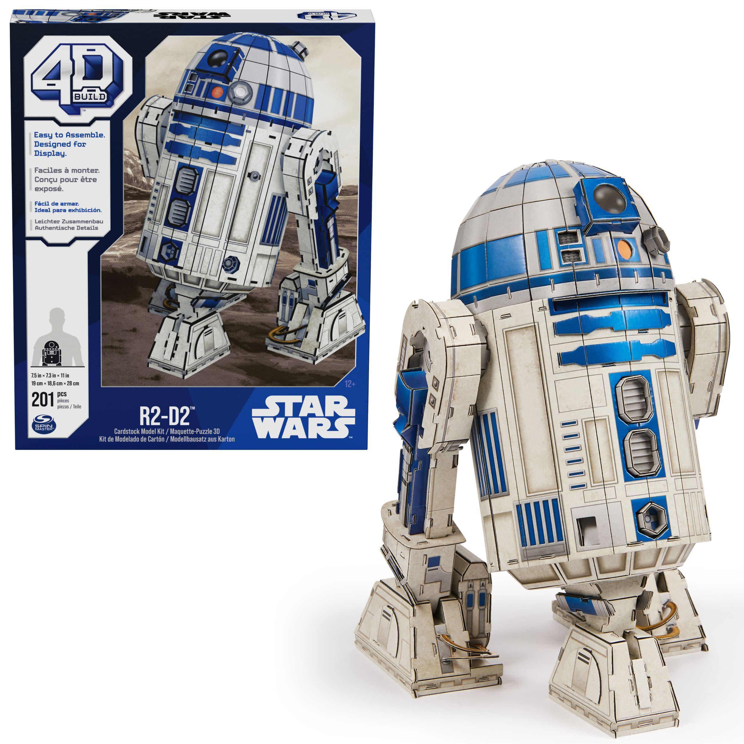 Spin Master - 4D Build - Star Wars R2-D2 - detailreicher 3D-Modellbausatz aus hochwertigem Karton, 201 Teile