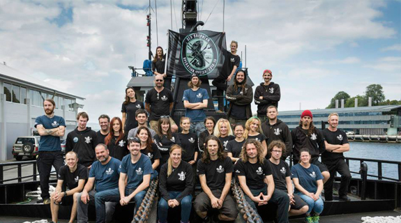 Das Team auf dem Schiff